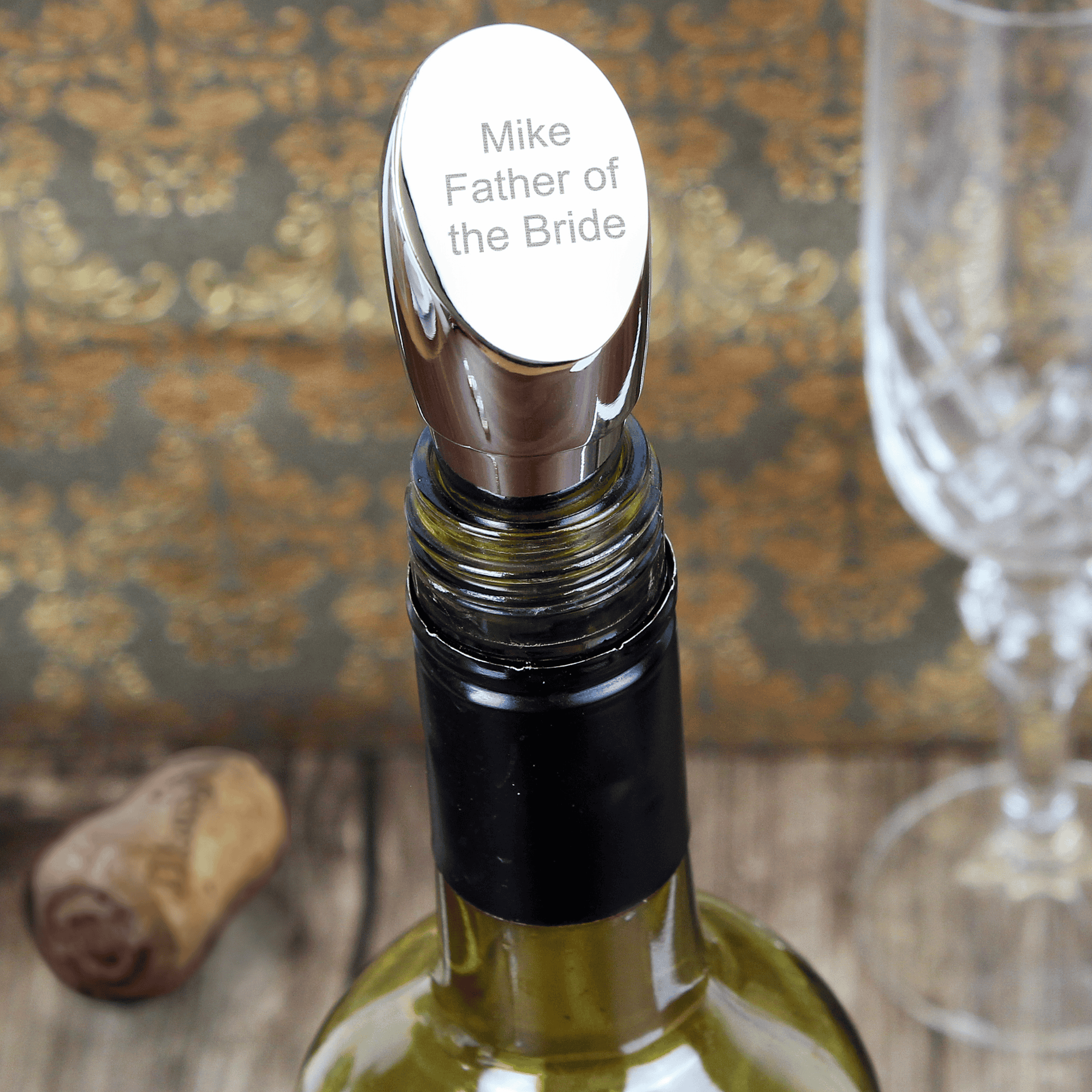 personalised wine stopper engraved with any message over 3 lines