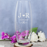 personalised monogram bullet vase with date underneath