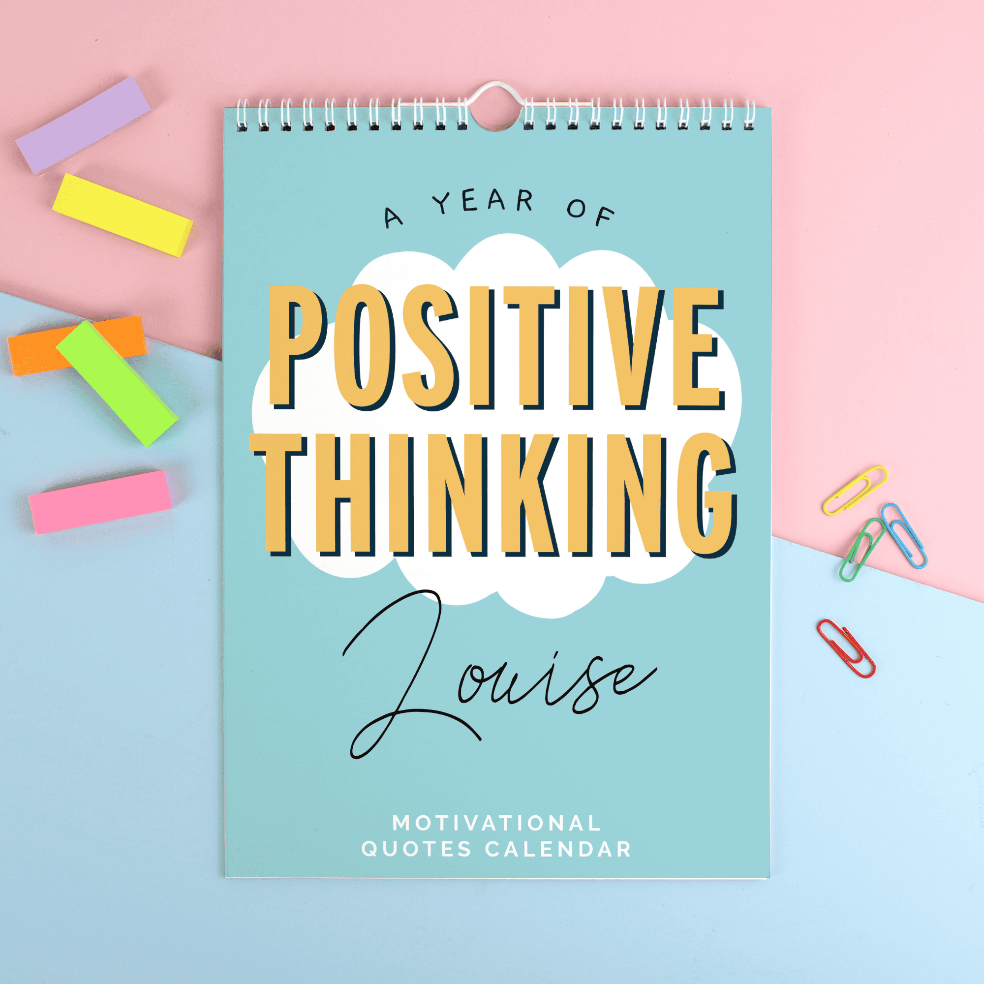 personalised a4 motivational wall calendar with their name on every page
