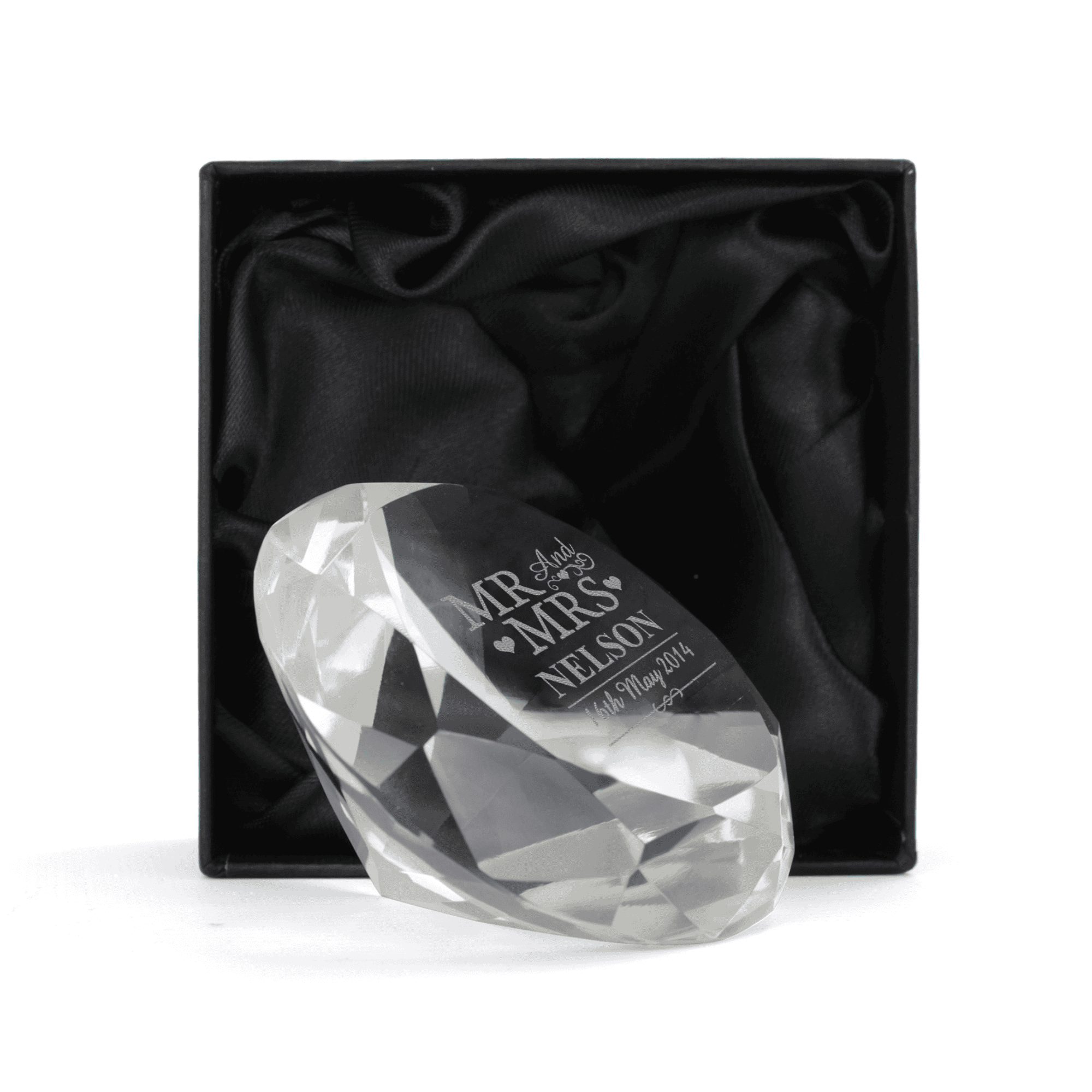 personalised mr and mrs paperweight with any surname and date engraved on it