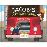 personalised transport book showing the front cover with the child's name on it
