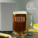 personalised name and date glass tankard
