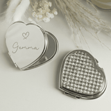personalised heart compact mirror with any name