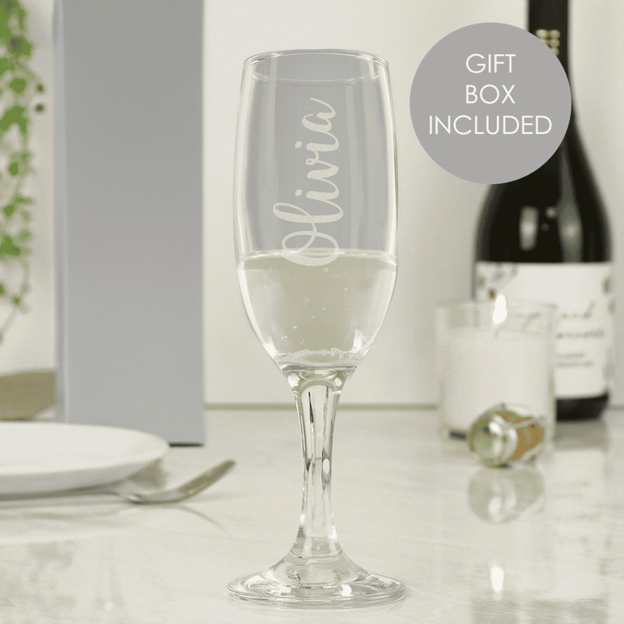personalised name only prosecco flute
