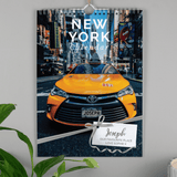 personalised a4 wall calendar of new york with the person's name on every page