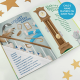 personalised children's nursery rhyme book showing an inside page with the child's name personalised on it