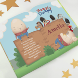 personalised children's nursery rhyme book showing an inside page with the child's name personalised on it