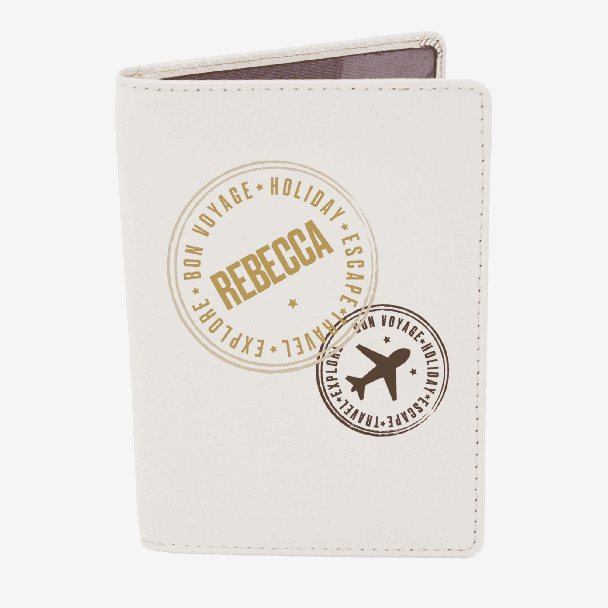 personalised cream passport cover with any name personalised on the cover