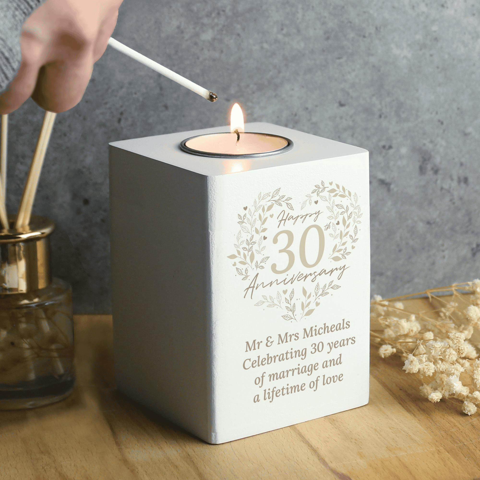 Personalised 30th  Anniversary Tea Light Holder