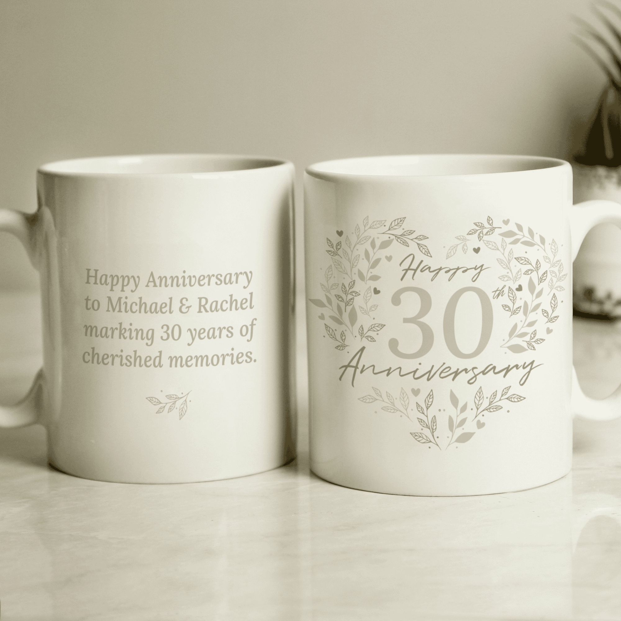personalised pearl wedding anniversary cermaic mug