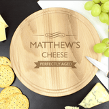 perfectly aged wooden round chopping board