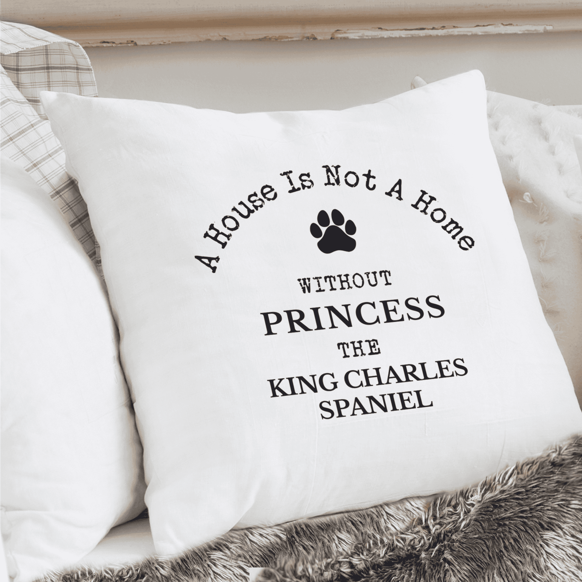personalised pet cushion with any name and breed of dog on it 