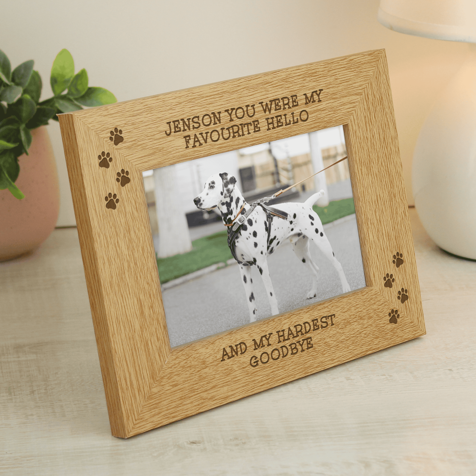Personalised Pet Oak Veneer 6x4 Landscape Photo Frame