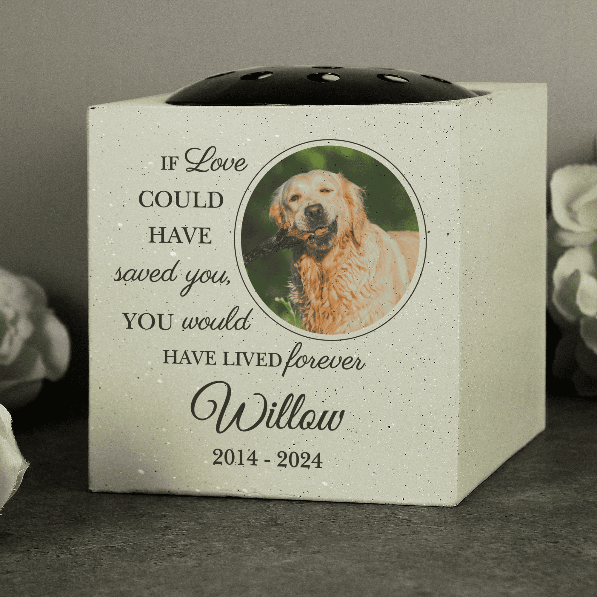 Personalised Pet Photo Upload Memorial Garden Vase photo of a dog