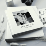 personalised photo upload album with a wedding couple on the front.