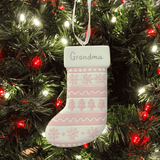 personalised pink scandi christmas tree decoration