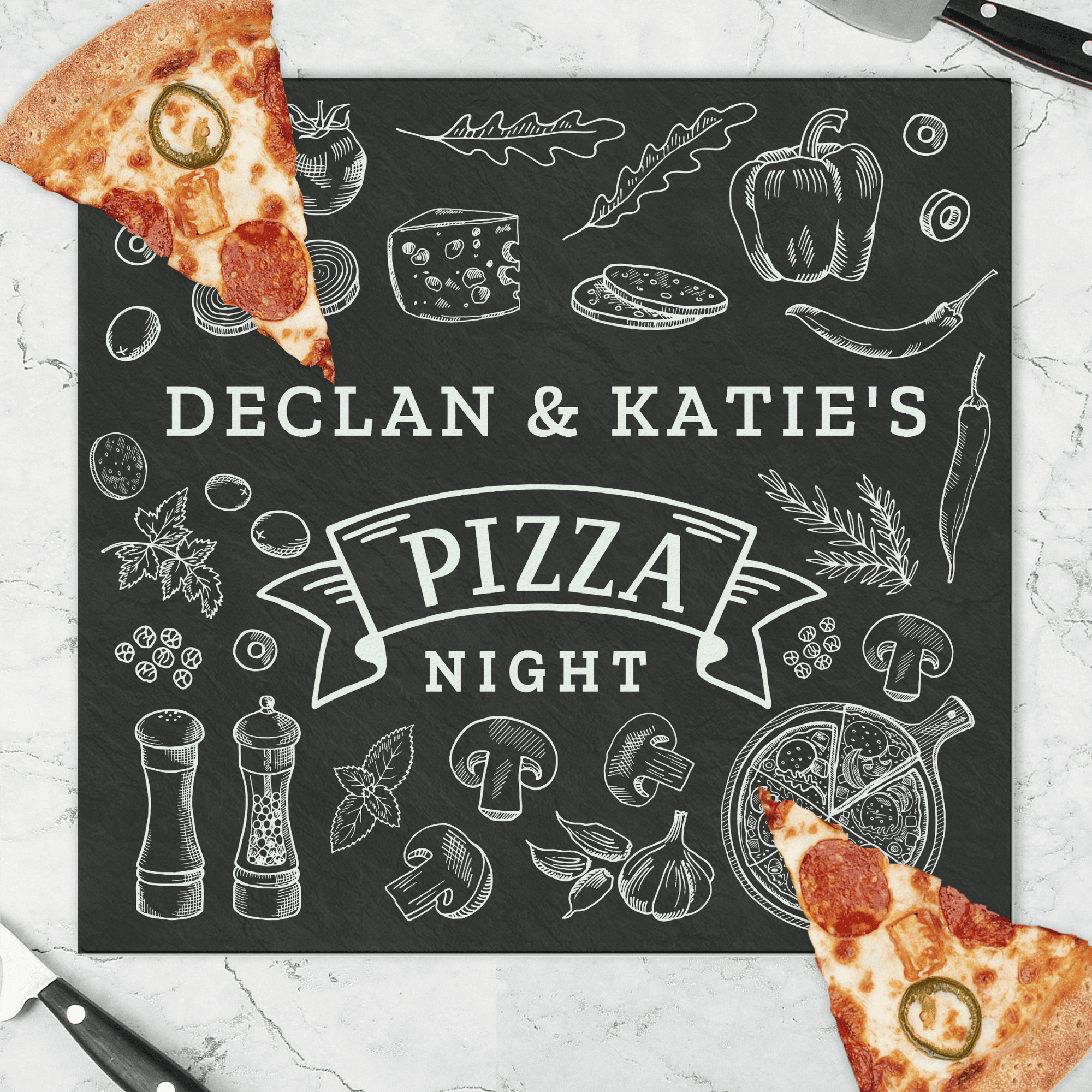 personalised glass pizza chopping board