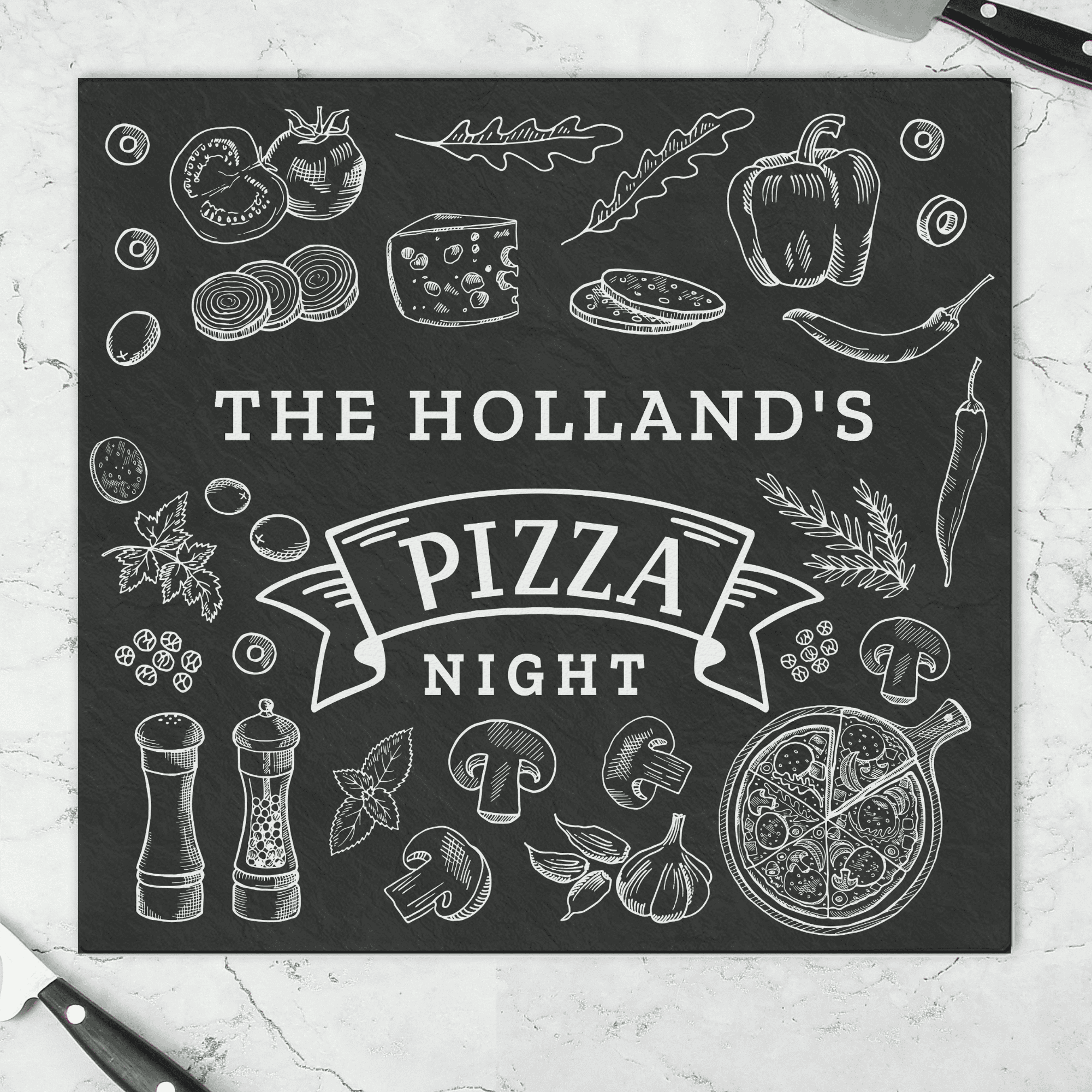 personalised glass pizza chopping board