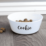 personalised plastic pet bowl with any name on the front