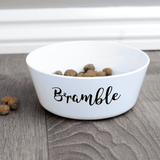 personalised plastic pet bowl with any name on the front