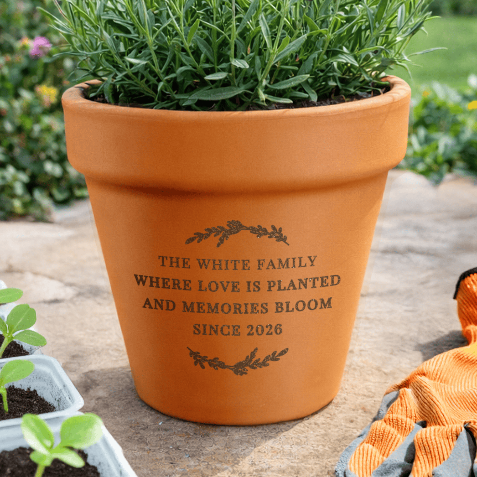 personalised teracotta pot with any message over 4 lines