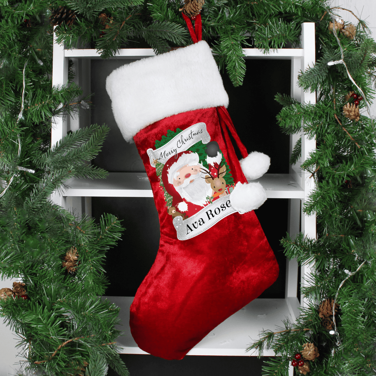 personalised red santa stocking 