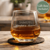 personalised redefined glass tumbler with a message engraved over 2 lines