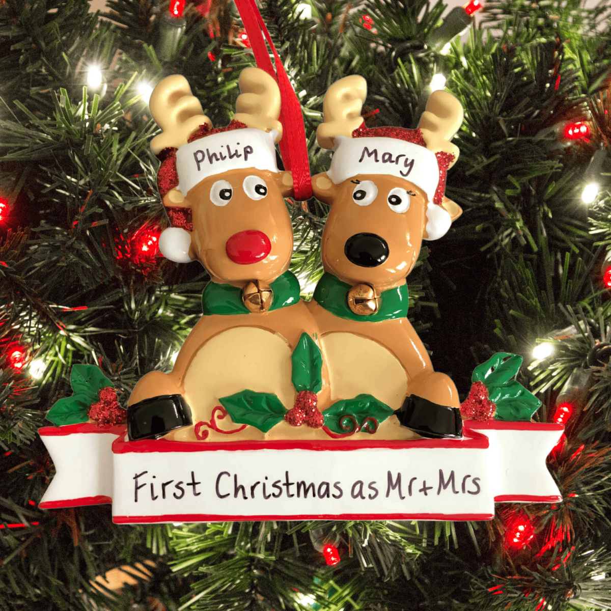 Personalised Reindeer Family Decoration – Christmas Décor for 2-5 People