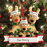 Personalised Reindeer Family Decoration – Christmas Décor for 2-5 People