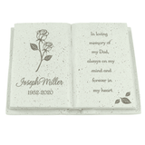 personalised rose memorial stone book engraved with a name, date and any message over 7 lines