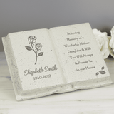 personalised rose memorial stone book engraved with a name, date and any message over 7 lines