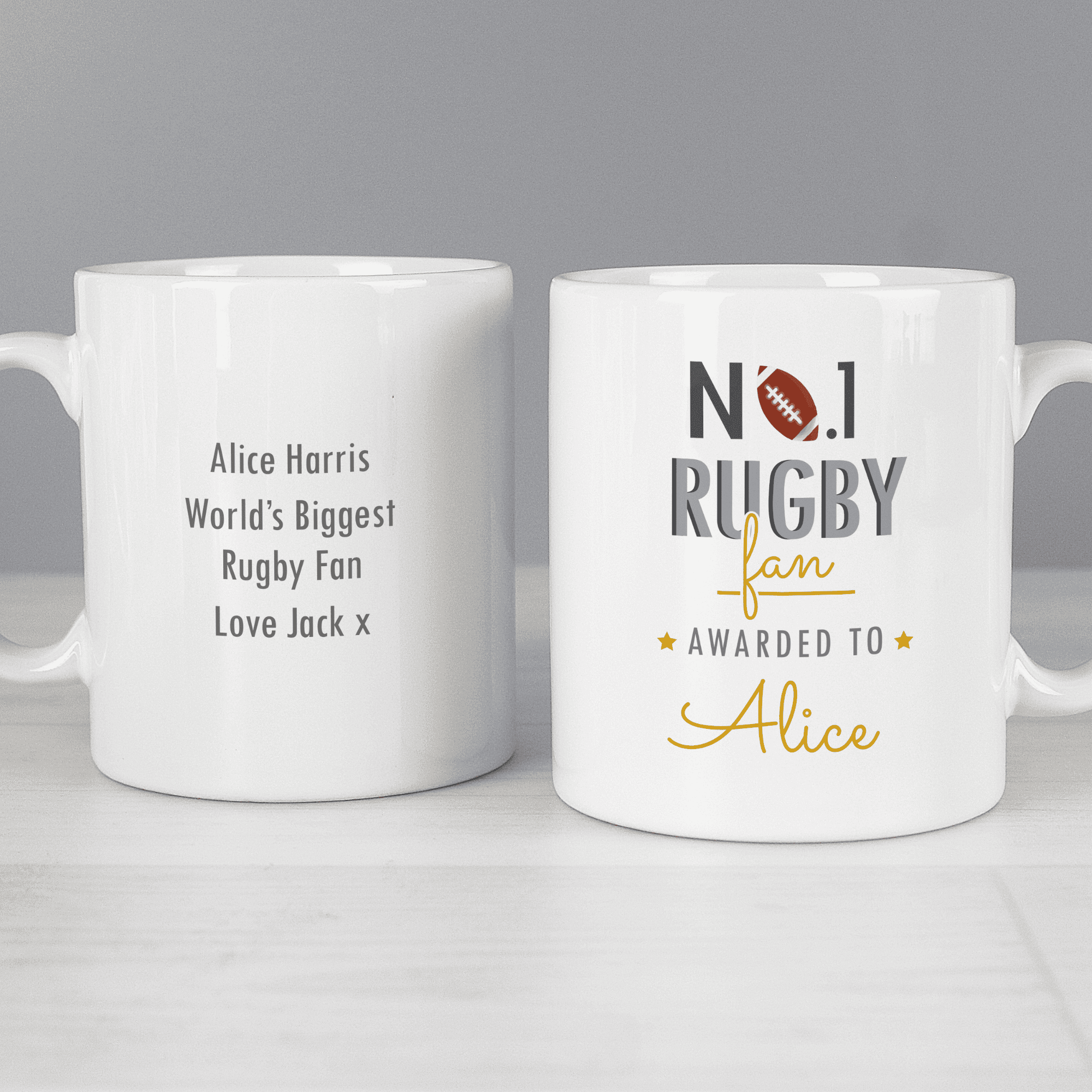 personalised no1 rugby fan mug