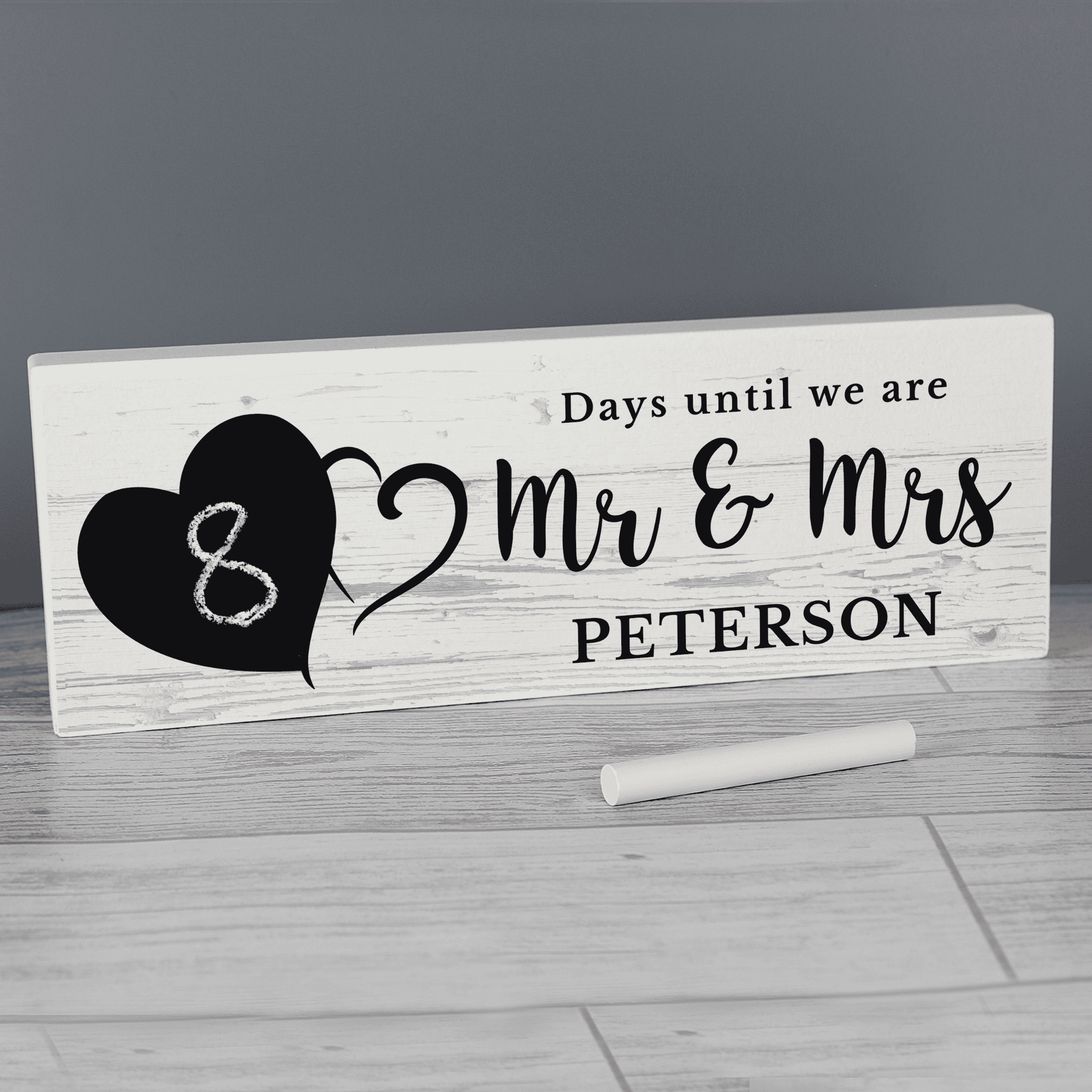 personalised wooden chalkboard countdown mantle sign