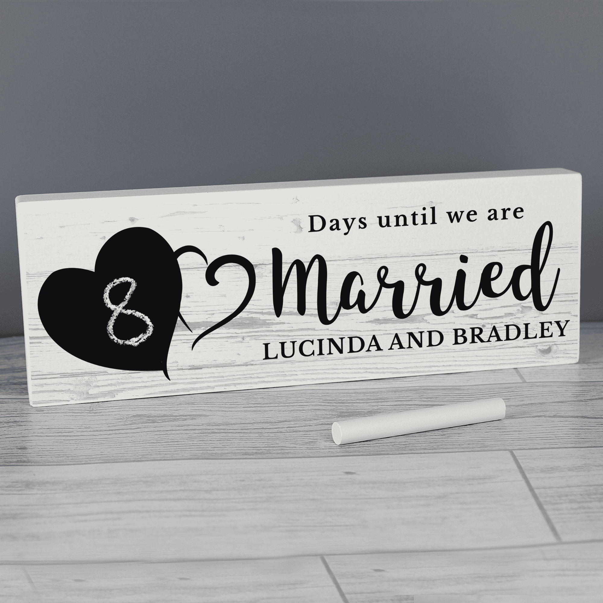 personalised wooden chalkboard countdown mantle sign