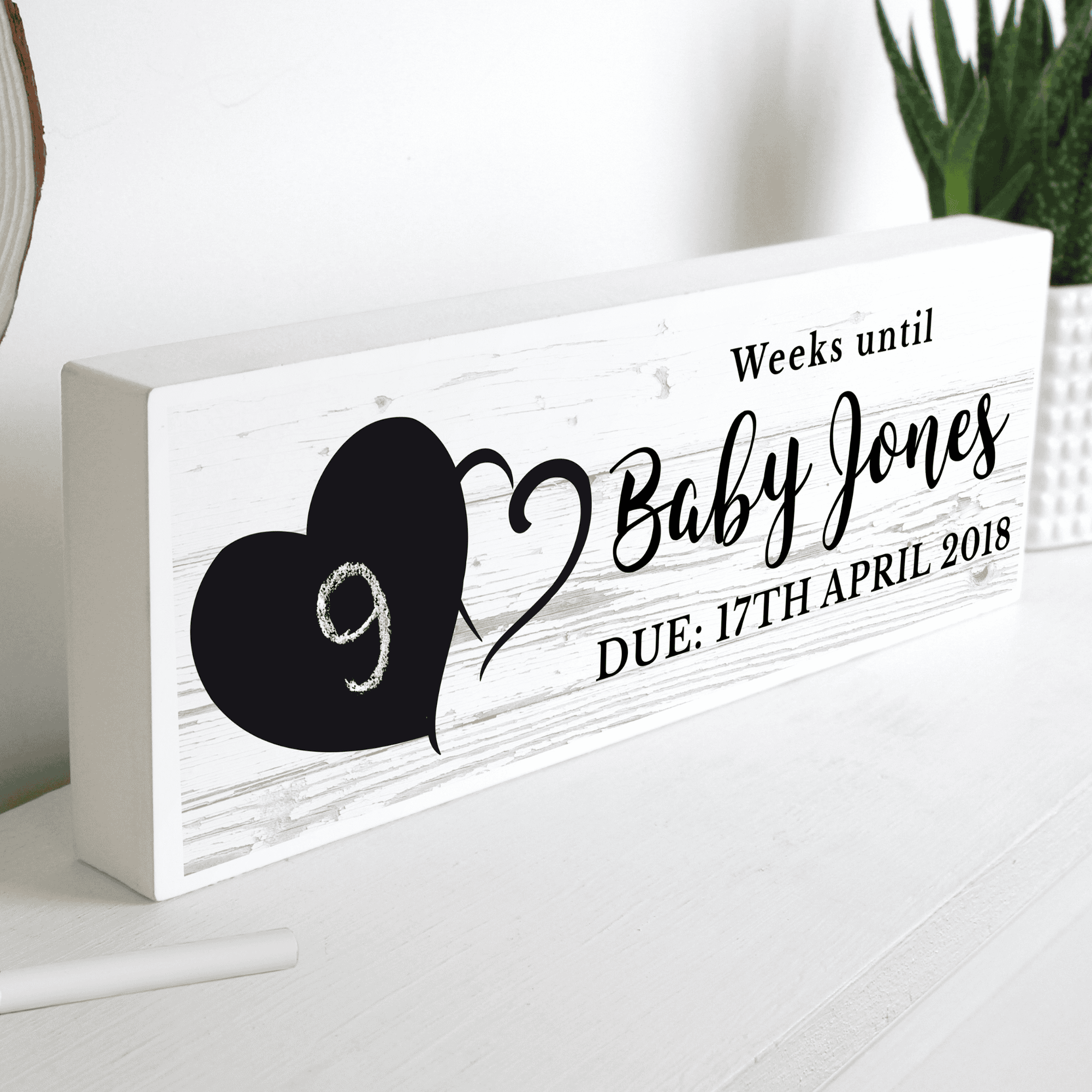 personalised wooden chalkboard countdown mantle sign