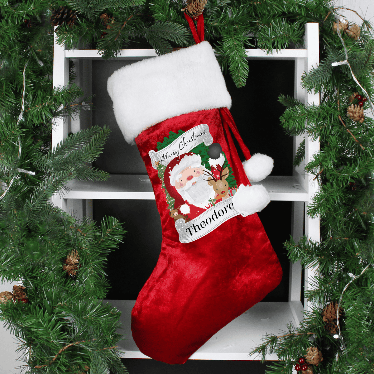 personalised red santa stocking 