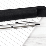 personalised scripted pen and black pouch set