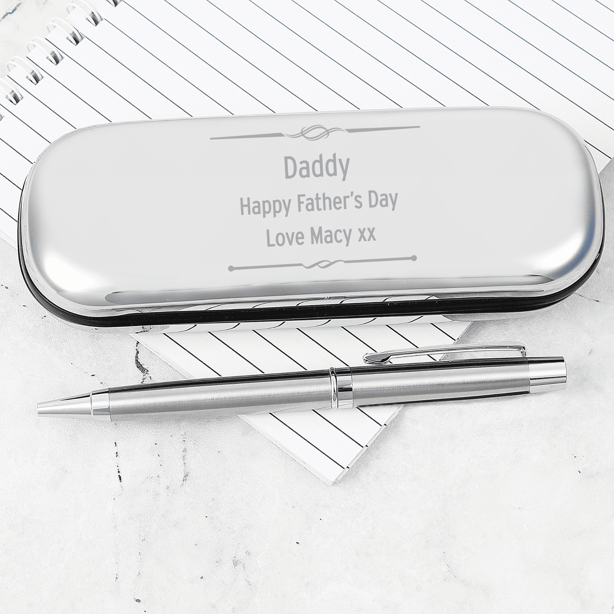 personalised scroll pen box set engraved with any message over 3 lines