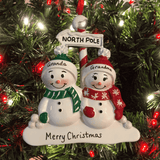 personalised snowman couple tree decoration