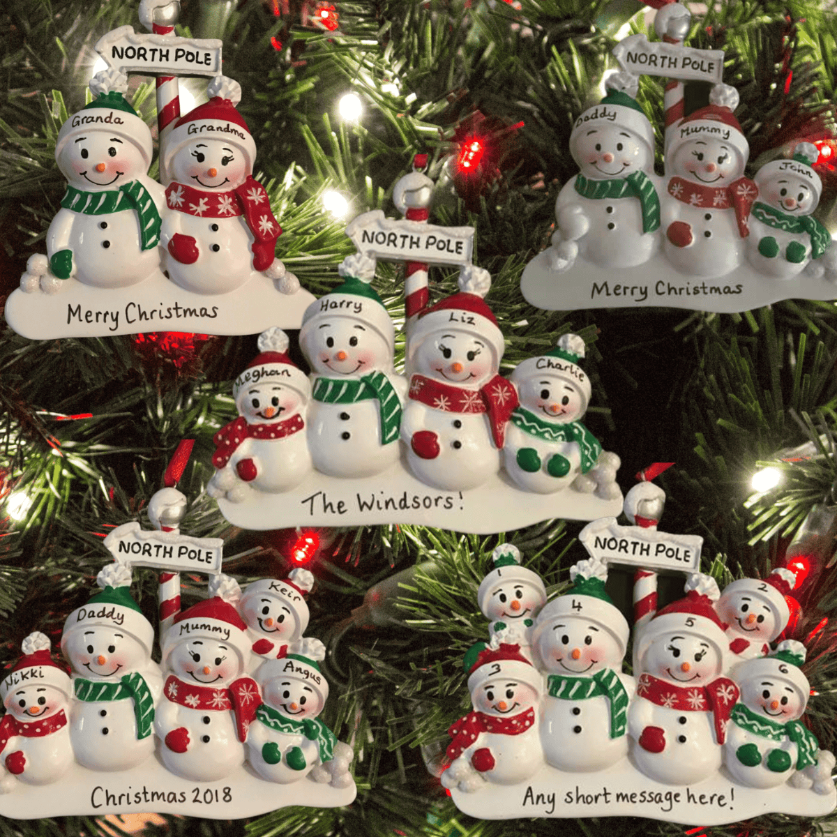 personalised snowman tree decoration collage