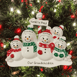 personalised snowman family christmas tree decoration for a family of 5