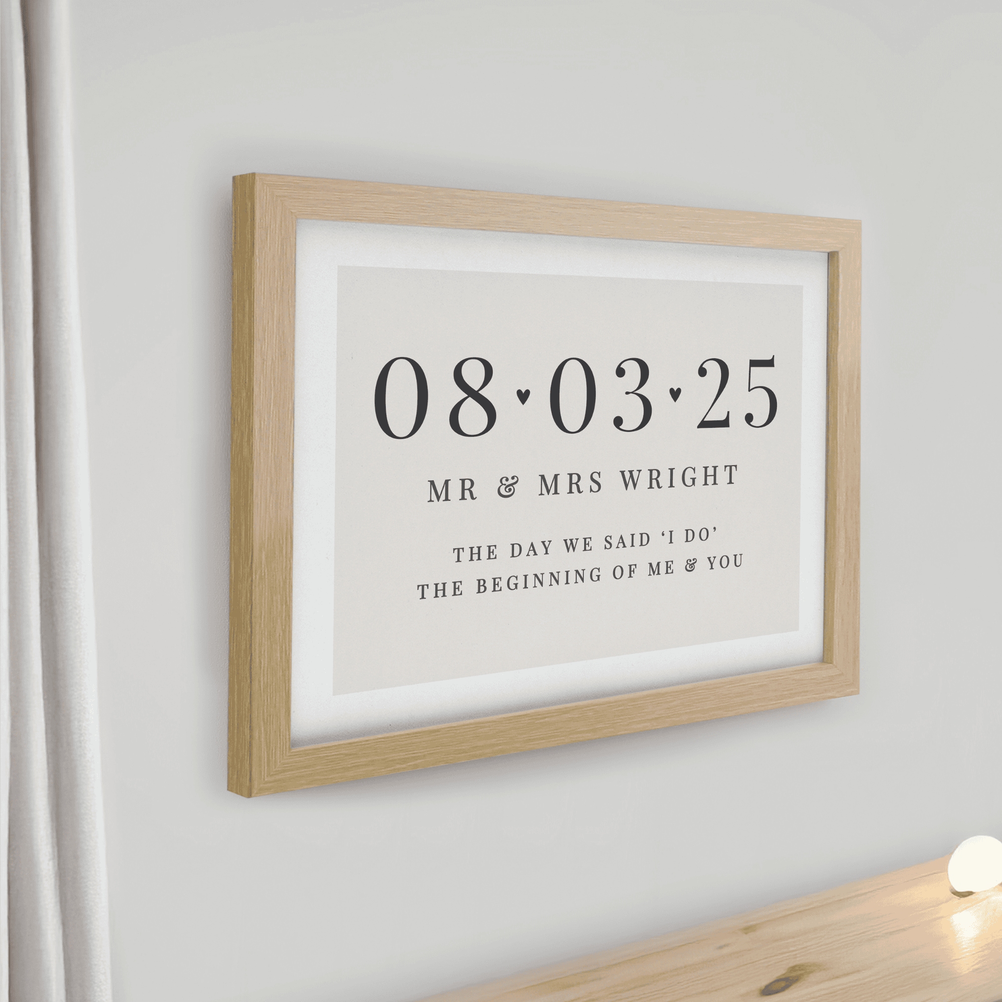 personalised special date oak frame print