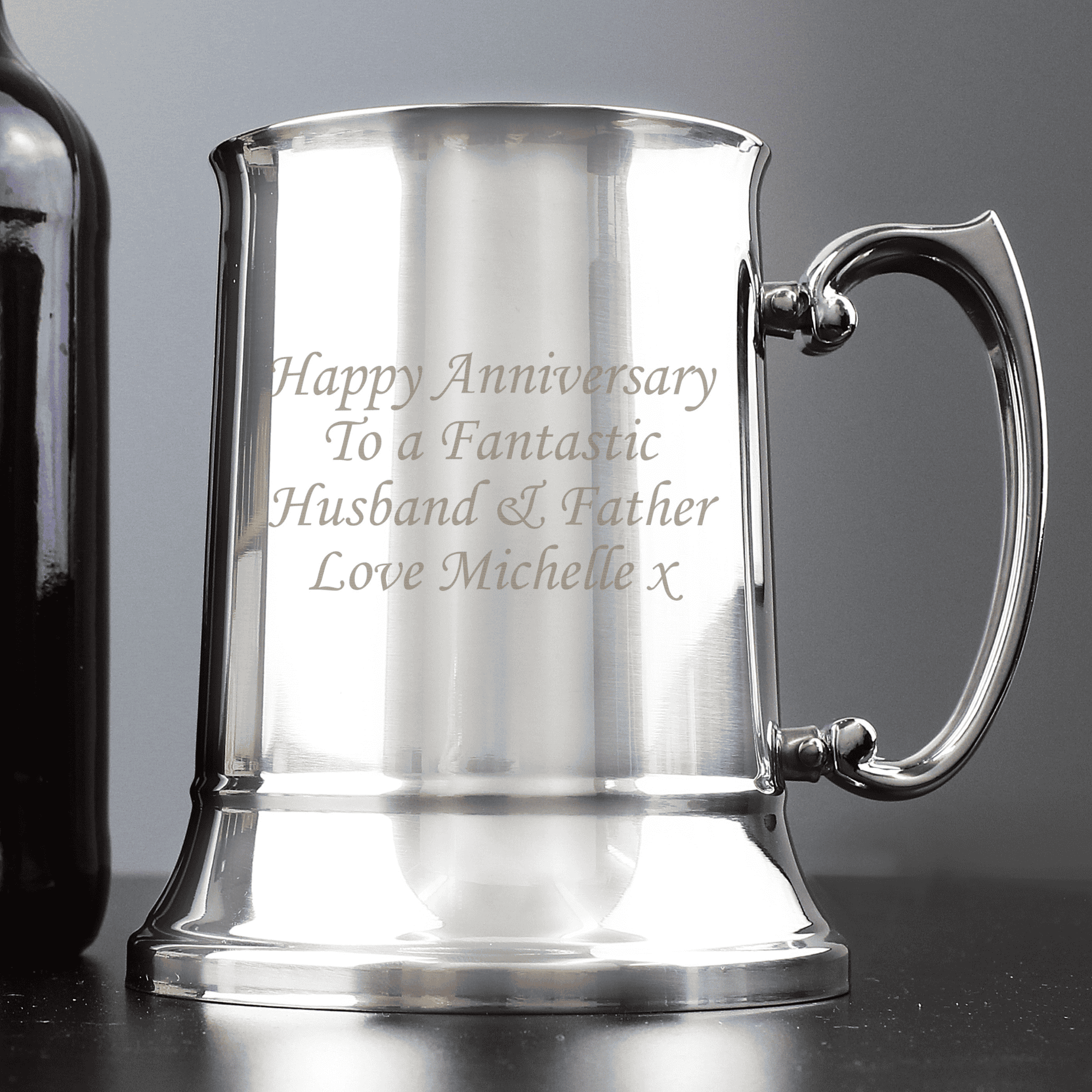 personalised stainless steel tankard engraved with any message over 4 lines