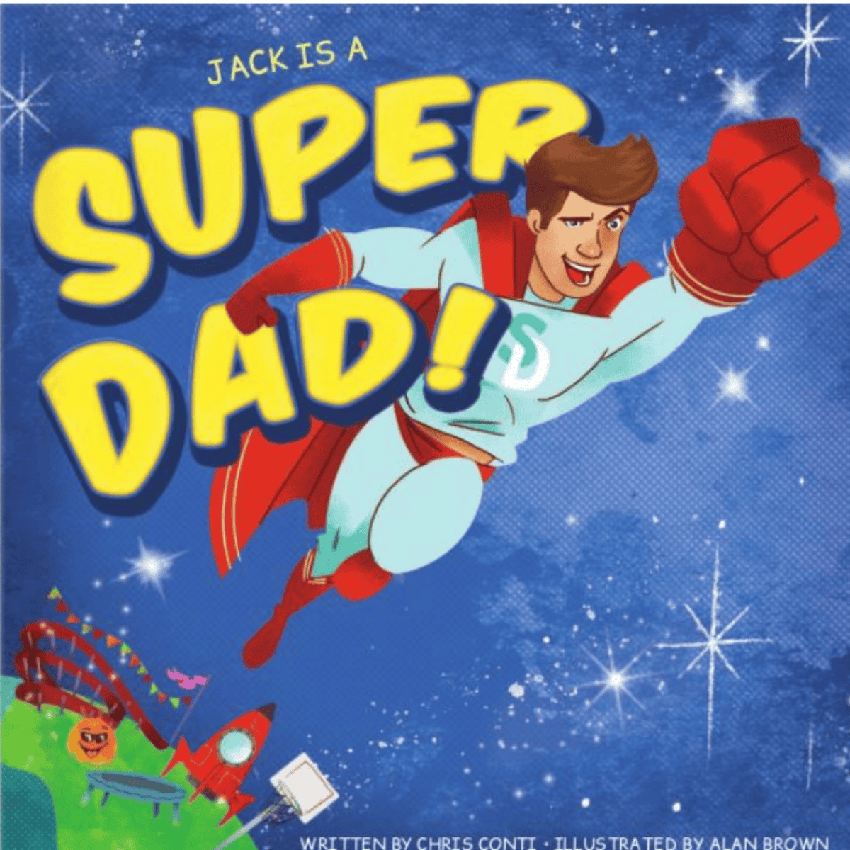 personalised super dad cartoon book showing the front cover