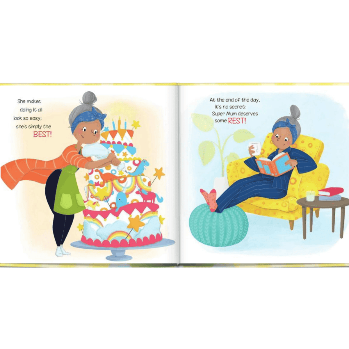 super mum personalised book showing the inside pages personalised as you want