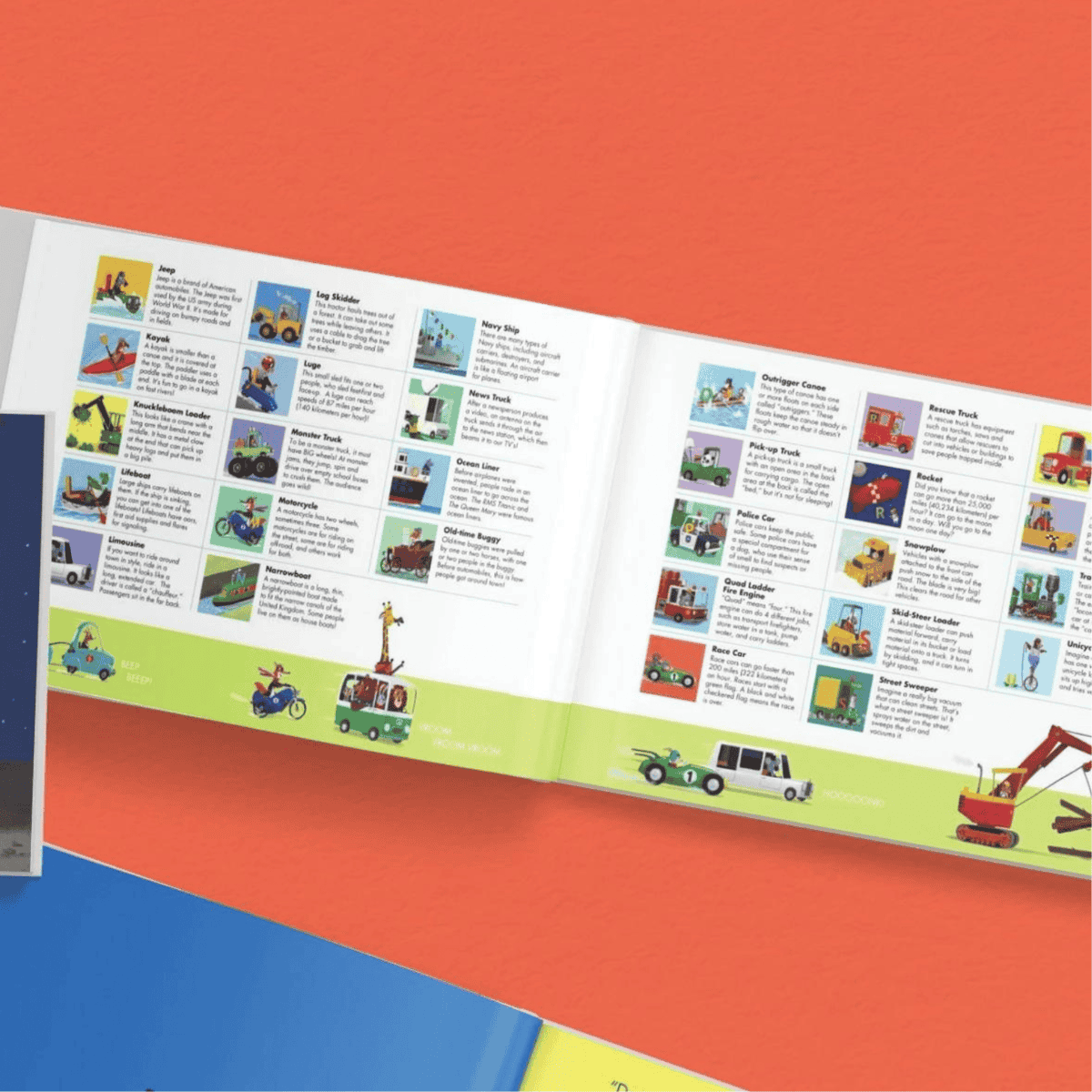 open page showing the glossary of the personalised transport book 