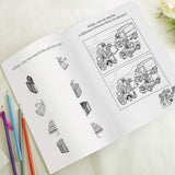 personalised wedding acitivity book for boys showing the inside personalised with the child's name on every page