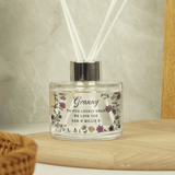 personalised wild flowers reed diffuser with any name and message over 3 lines added to the front