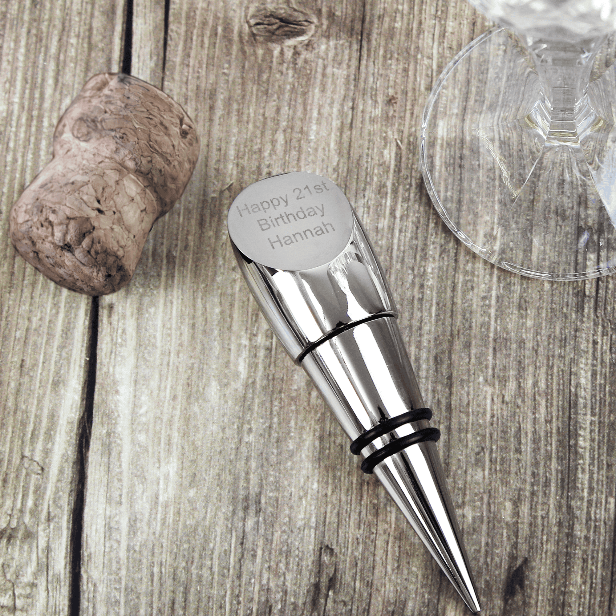 personalised wine stopper engraved with any message over 3 lines