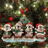 personalised penguin family christmas tree decoration for a family of 4